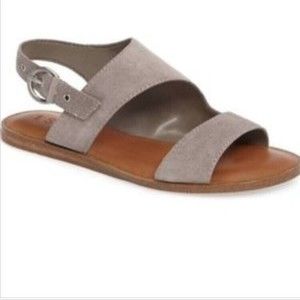 1.STATE Womens Calen Suede Leather Strapy Flat Buckle Sandal 9 M Gray